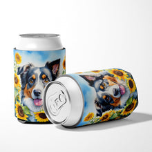 Load image into Gallery viewer, Australian Shepherd in Sunflowers Can or Bottle Hugger