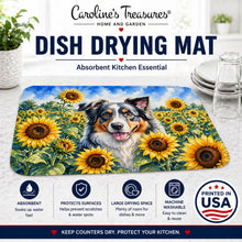 Load image into Gallery viewer, Australian Shepherd in Sunflowers Dish Drying Mat Absorbent Dish Drying Mat Pad for Kitchen Counter Dish Drainer Mat for Countertop, 14 x 21", Multicolor