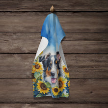 Load image into Gallery viewer, Australian Shepherd in Sunflowers Kitchen Towel