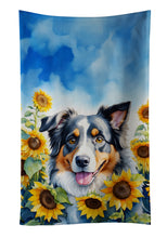 Load image into Gallery viewer, Australian Shepherd in Sunflowers Kitchen Towel