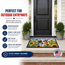 Load image into Gallery viewer, Australian Shepherd in Sunflowers Doormat Front Door Mat Indoor Outdoor Rugs for Entryway, Non Slip Washable Low Pile, 18H X 27W