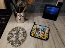 Load image into Gallery viewer, Australian Shepherd in Sunflowers Pot Holders - Set of 2 Decorative Kitchen Helpers | Made in the USA