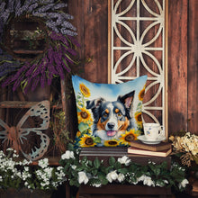 Load image into Gallery viewer, Australian Shepherd in Sunflowers Throw Pillow