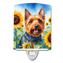 Load image into Gallery viewer, Australian Terrier in Sunflowers Ceramic Night Light