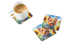 Load image into Gallery viewer, Australian Terrier in Sunflowers Coasters - Set of 4 Lightweight Foam, Absorbent Drink Coasters