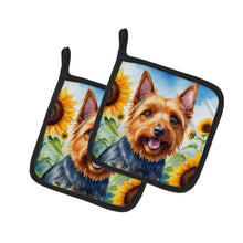Load image into Gallery viewer, Australian Terrier in Sunflowers Pot Holders - Set of 2 Decorative Kitchen Helpers | Made in the USA