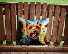 Load image into Gallery viewer, Australian Terrier in Sunflowers Throw Pillow - 14x14 Decorative Pillow – Art for Your Home &amp; Patio
