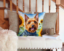 Load image into Gallery viewer, Australian Terrier in Sunflowers Throw Pillow - 14x14 Decorative Pillow – Art for Your Home &amp; Patio