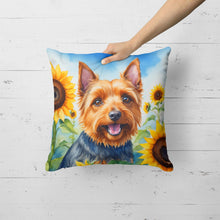 Load image into Gallery viewer, Australian Terrier in Sunflowers Throw Pillow
