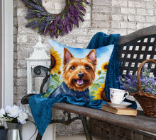 Load image into Gallery viewer, Australian Terrier in Sunflowers Throw Pillow