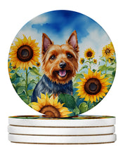 Load image into Gallery viewer, Australian Terrier in Sunflowers Large Sandstone Coasters Pack of 4