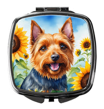 Load image into Gallery viewer, Australian Terrier in Sunflowers Compact Mirror – Stylish Purse Mirror with Artistic Covers