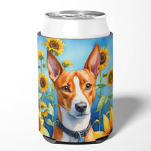 Load image into Gallery viewer, Basenji in Sunflowers Can or Bottle Hugger