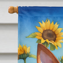 Load image into Gallery viewer, Basenji in Sunflowers House Flag