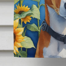 Load image into Gallery viewer, Basenji in Sunflowers House Flag