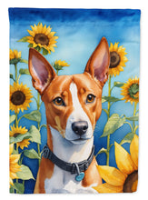 Load image into Gallery viewer, Basenji in Sunflowers House Flag