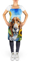 Load image into Gallery viewer, Basset Hound in Sunflowers Apron – Artist-Designed Kitchen, BBQ &amp; Craft Apron