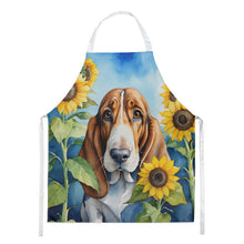 Load image into Gallery viewer, Basset Hound in Sunflowers Apron – Artist-Designed Kitchen, BBQ &amp; Craft Apron