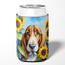 Load image into Gallery viewer, Basset Hound in Sunflowers Can or Bottle Hugger