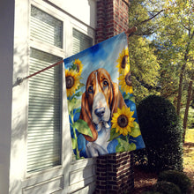 Load image into Gallery viewer, Basset Hound in Sunflowers House Flag