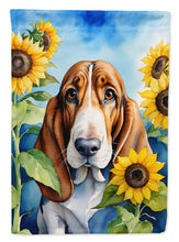 Load image into Gallery viewer, Basset Hound in Sunflowers House Flag