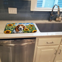 Load image into Gallery viewer, Basset Hound in Sunflowers Dish Drying Mat Absorbent Dish Drying Mat Pad for Kitchen Counter Dish Drainer Mat for Countertop, 14 x 21", Multicolor