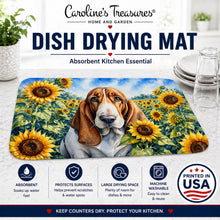 Load image into Gallery viewer, Basset Hound in Sunflowers Dish Drying Mat Absorbent Dish Drying Mat Pad for Kitchen Counter Dish Drainer Mat for Countertop, 14 x 21", Multicolor