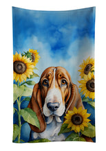 Load image into Gallery viewer, Basset Hound in Sunflowers Kitchen Towel