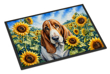 Load image into Gallery viewer, Basset Hound in Sunflowers Doormat Front Door Mat Indoor Outdoor Rugs for Entryway, Non Slip Washable Low Pile, 18H X 27W