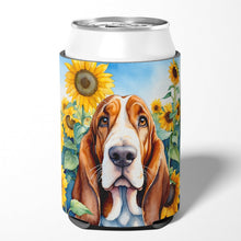 Load image into Gallery viewer, Basset Hound in Sunflowers Can or Bottle Hugger