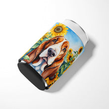 Load image into Gallery viewer, Basset Hound in Sunflowers Can or Bottle Hugger