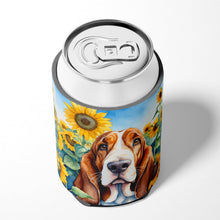 Load image into Gallery viewer, Basset Hound in Sunflowers Can or Bottle Hugger