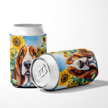 Load image into Gallery viewer, Basset Hound in Sunflowers Can or Bottle Hugger