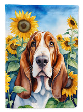 Load image into Gallery viewer, Basset Hound in Sunflowers House Flag