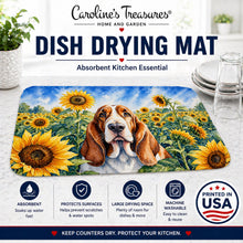 Load image into Gallery viewer, Basset Hound in Sunflowers Dish Drying Mat Absorbent Dish Drying Mat Pad for Kitchen Counter Dish Drainer Mat for Countertop, 14 x 21", Multicolor