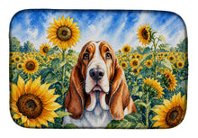 Load image into Gallery viewer, Basset Hound in Sunflowers Dish Drying Mat Absorbent Dish Drying Mat Pad for Kitchen Counter Dish Drainer Mat for Countertop, 14 x 21", Multicolor