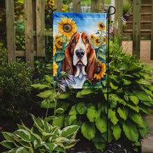 Load image into Gallery viewer, Basset Hound in Sunflowers Garden Flag – Bright Dog-Themed Yard Decor