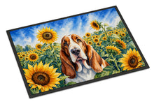 Load image into Gallery viewer, Basset Hound in Sunflowers Doormat Front Door Mat Indoor Outdoor Rugs for Entryway, Non Slip Washable Low Pile, 24H X 36W