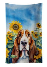 Load image into Gallery viewer, Basset Hound in Sunflowers Kitchen Towel