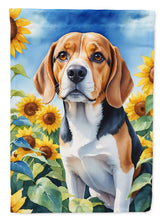Load image into Gallery viewer, Beagle in Sunflowers House Flag
