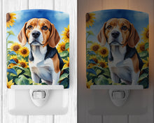 Load image into Gallery viewer, Beagle in Sunflowers Ceramic Night Light