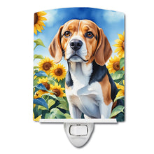 Load image into Gallery viewer, Beagle in Sunflowers Ceramic Night Light