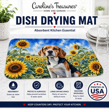 Load image into Gallery viewer, Beagle in Sunflowers Dish Drying Mat Absorbent Dish Drying Mat Pad for Kitchen Counter Dish Drainer Mat for Countertop, 14 x 21", Multicolor