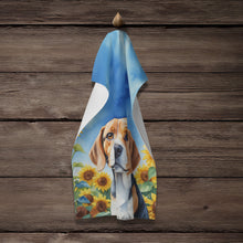 Load image into Gallery viewer, Beagle in Sunflowers Kitchen Towel