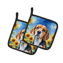 Load image into Gallery viewer, Beagle in Sunflowers Pot Holders - Set of 2 Decorative Kitchen Helpers | Made in the USA