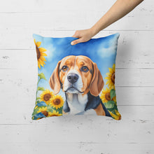 Load image into Gallery viewer, Beagle in Sunflowers Throw Pillow