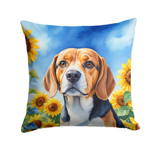 Load image into Gallery viewer, Beagle in Sunflowers Throw Pillow