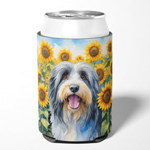 Load image into Gallery viewer, Bearded Collie in Sunflowers Can or Bottle Hugger