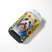 Load image into Gallery viewer, Bearded Collie in Sunflowers Can or Bottle Hugger