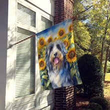 Load image into Gallery viewer, Bearded Collie in Sunflowers House Flag
